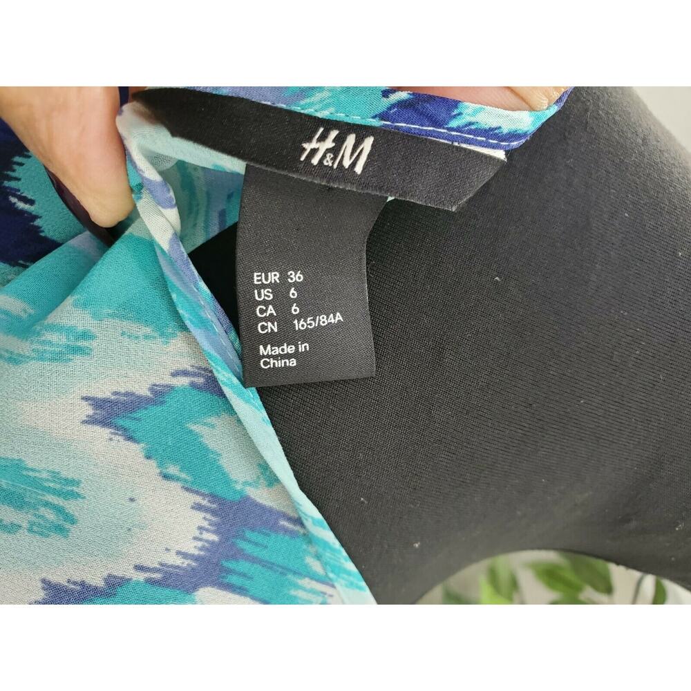 H&M Women's Multicolor 100% Polyester Scoop Neck Sleevelesss Knee Length Dress 6 - Picture 8 of 11